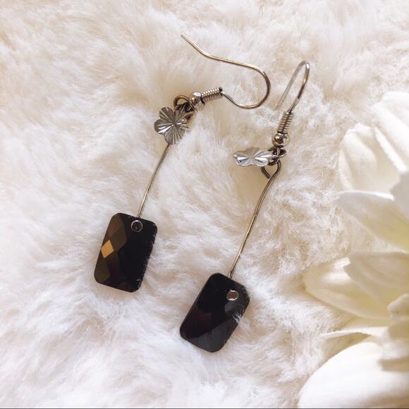 Silver Black Dazzle Earrings - Picture 2 of 10